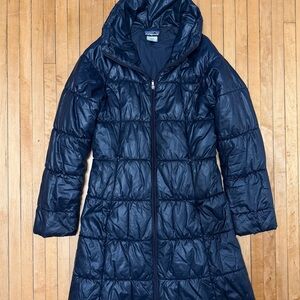 Patagonia Lidia Parka Quilted Long Puffer Outdoor Coat Women’s Dark Blue Sz. S